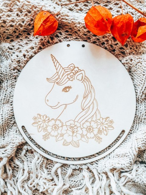 Baza do makramy - Jednorożec w kwiatach