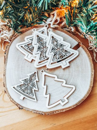 Bombka 2w1 - AŻUR 01 - choinka (4szt obręcz + środek) - - - ( baza ażurowa choinka do bombek z makramy, bombki bazy ażurowe, ani