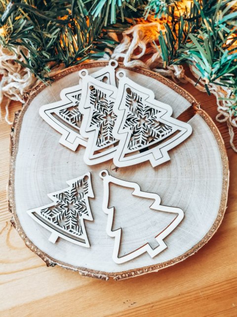 Bombka 2w1 - AŻUR 01 - choinka (4szt obręcz + środek) - - - ( baza ażurowa choinka do bombek z makramy, bombki bazy ażurowe, ani