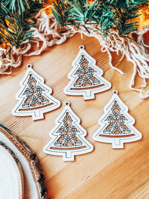 Bombka 2w1 - AŻUR 01 - choinka (4szt obręcz + środek) - - - ( baza ażurowa choinka do bombek z makramy, bombki bazy ażurowe, ani