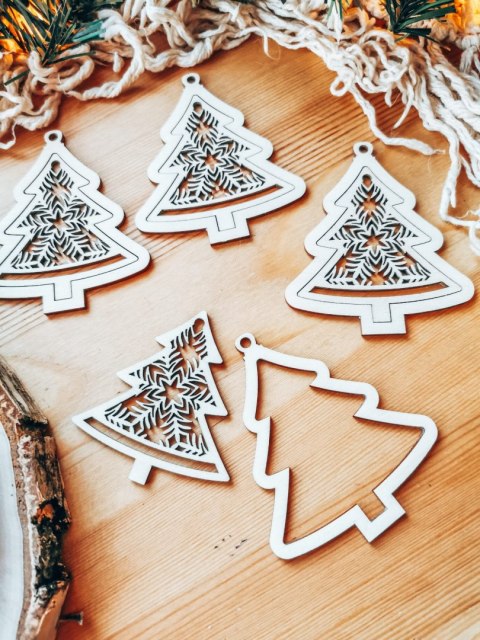 Bombka 2w1 - AŻUR 01 - choinka (4szt obręcz + środek) - - - ( baza ażurowa choinka do bombek z makramy, bombki bazy ażurowe, ani