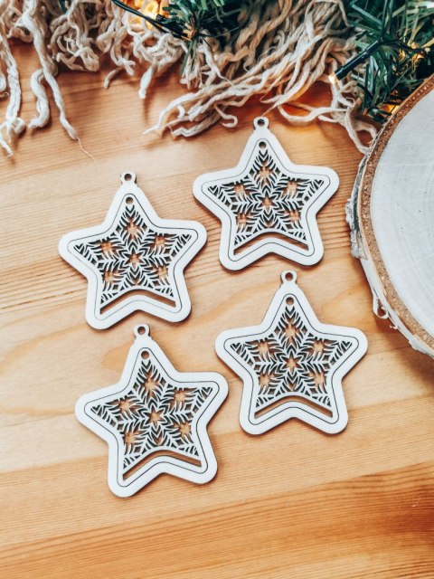 Bombka 2w1 - AŻUR 01 - gwiazda (4szt obręcz + środek) - - - ( baza ażurowa gwiazdka do bombek z makramy, bombki bazy ażurowe, an