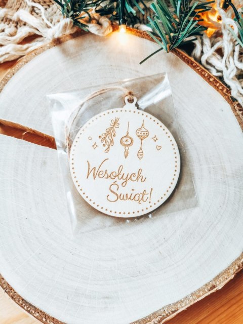 Bombka LOGO (10szt) - dwustronna: obrazek + logo - - - (dowolny tekst, imienna, imienne bombki i zawieszki firmowe)