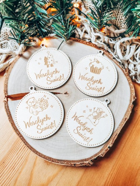 Bombka LOGO (10szt) - dwustronna: obrazek + logo - - - (dowolny tekst, imienna, imienne bombki i zawieszki firmowe)