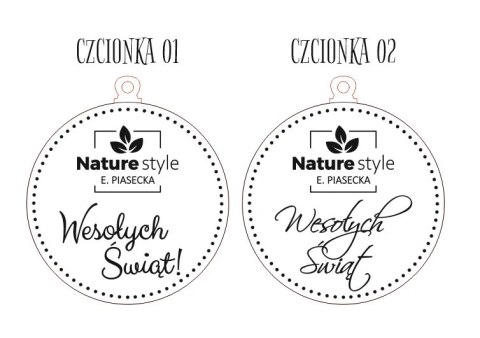 Bombka LOGO (10szt) - jednostronna: napis + logo - - - (dowolny tekst, imienna, imienne bombki i zawieszki firmowe)