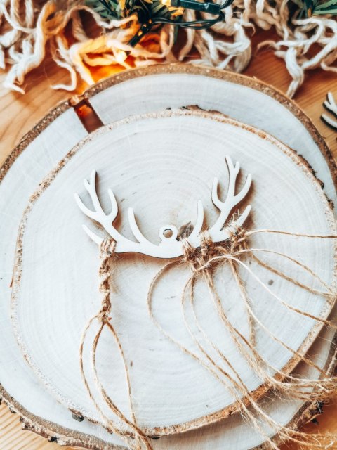 Bombka - POROŻE - baza (6szt) - - - ( baza do bombek z makramy, bombki bazy, rogi renifera renifer jelenia jeleń))