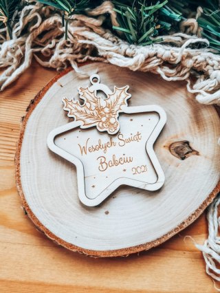 Bombka z imieniem - 3D GWIAZDKA - Kokardka - - - (dowolny tekst, imienna, imienne bombki i zawieszki firmowe z LOGO)