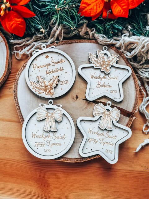 Bombka z imieniem - 3D KOŁO - Kokardka - - - (dowolny tekst, imienna, imienne bombki i zawieszki firmowe z LOGO)