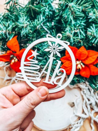 Bombka z imieniem - CHOINKA 01 - - - (dowolny tekst, imienna, imienne bombki i zawieszki firmowe z LOGO)