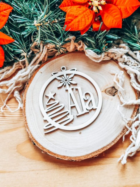 Bombka z imieniem - CHOINKA 01 - - - (dowolny tekst, imienna, imienne bombki i zawieszki firmowe z LOGO)