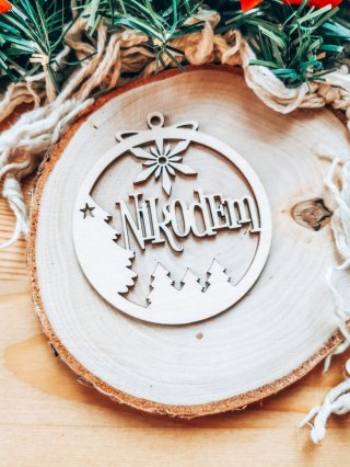 Bombka z imieniem - LAS - - - (dowolny tekst, imienna, imienne bombki i zawieszki firmowe z LOGO)