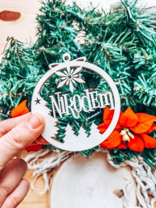 Bombka z imieniem - LAS - - - (dowolny tekst, imienna, imienne bombki i zawieszki firmowe z LOGO)