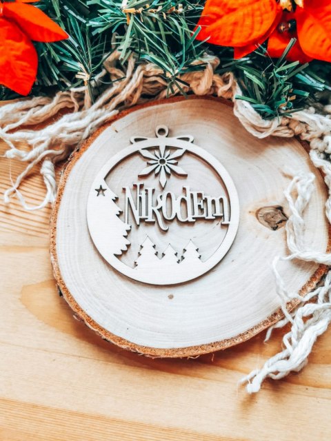 Bombka z imieniem - LAS - - - (dowolny tekst, imienna, imienne bombki i zawieszki firmowe z LOGO)