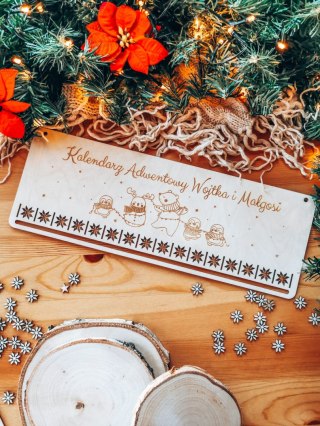 Kalendarz Adwentowy TABLICA 39cm - wzór 02 - świąteczne zwierzątka
