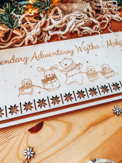 Kalendarz Adwentowy TABLICA 39cm - wzór 02 - świąteczne zwierzątka