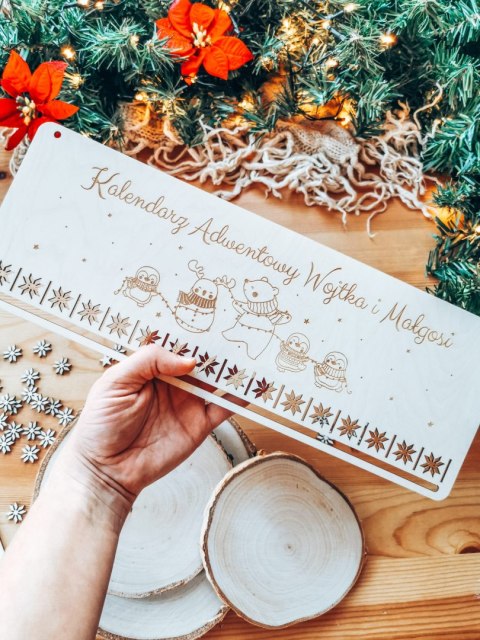 Kalendarz Adwentowy TABLICA 39cm - wzór 02 - świąteczne zwierzątka