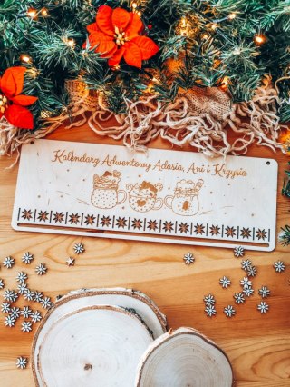 Kalendarz Adwentowy TABLICA 39cm - wzór 03 - świąteczne kotki 1