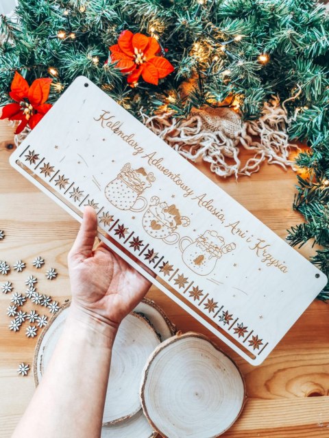 Kalendarz Adwentowy TABLICA 39cm - wzór 03 - świąteczne kotki 1