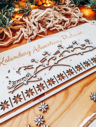 Kalendarz Adwentowy TABLICA 39cm - wzór 04 - sanie Mikołaja