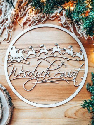 Koło do dekoracji 001 - sanie Mikołaja