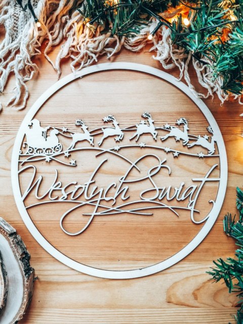 Koło do dekoracji 001 - sanie Mikołaja