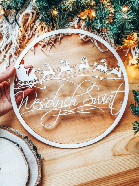 Koło do dekoracji 001 - sanie Mikołaja