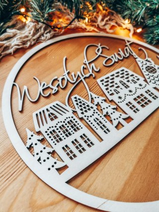 Koło do dekoracji 002 - zimowe miasteczko