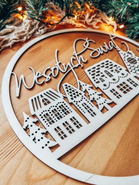 Koło do dekoracji 002 - zimowe miasteczko