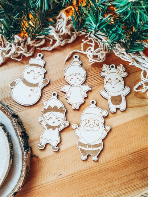 Ozdoby choinkowe - zestaw Przyjaciele Mikołaja (5szt)