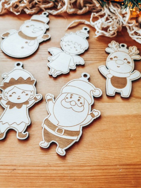 Ozdoby choinkowe - zestaw Przyjaciele Mikołaja (5szt)