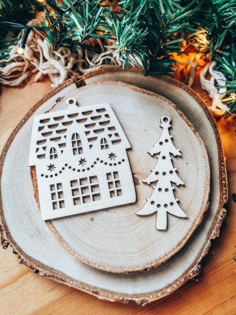 Ozdoby choinkowe - zestaw świąteczne domki (5szt)