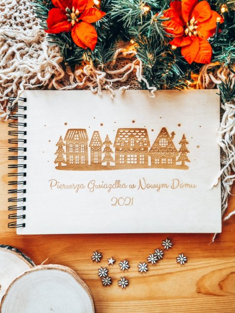 Świąteczny album na zdjęcia (8 wzorów) z drewnianą okładką