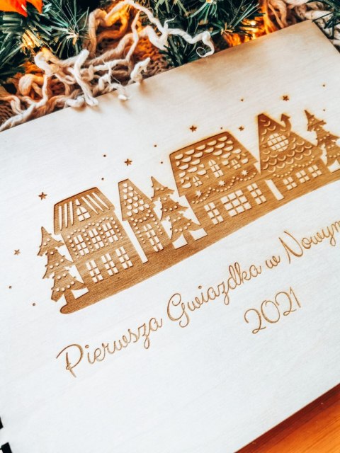 Świąteczny album na zdjęcia (8 wzorów) z drewnianą okładką