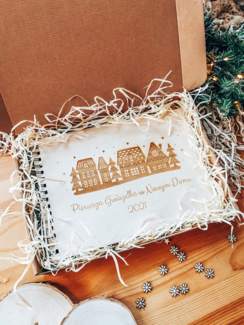 Świąteczny album na zdjęcia (8 wzorów) z drewnianą okładką