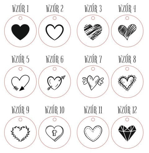 Zawieszka 3cm (10szt) - serduszka (12 wzorów)
