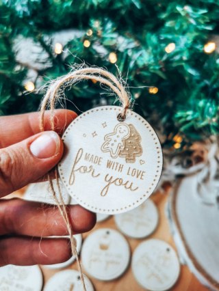 Zawieszka drewniana 5cm (10szt) GWIAZDKA Made with Love"