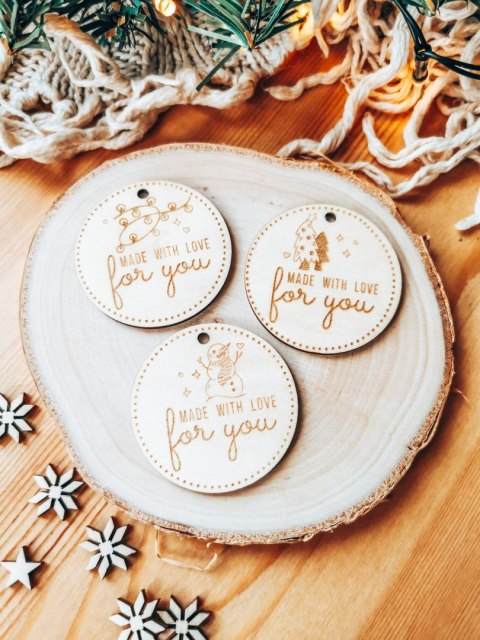 Zawieszka drewniana 5cm (10szt) GWIAZDKA Made with Love"