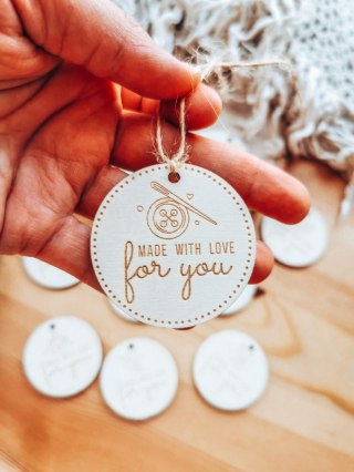 Zawieszka drewniana 5cm (10szt) Made with Love for You