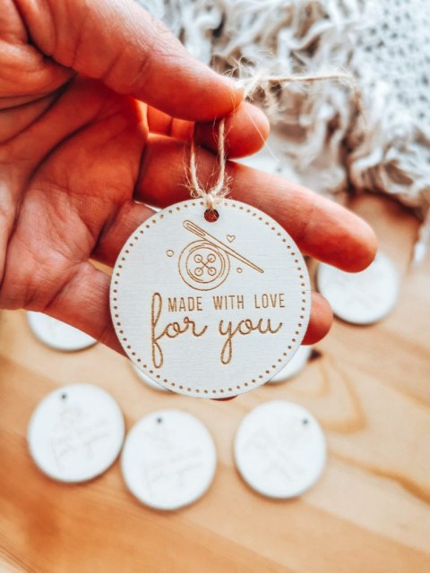 Zawieszka drewniana 5cm (10szt) Made with Love for You