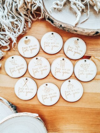 Zawieszka drewniana 5cm (10szt) Made with Love for You