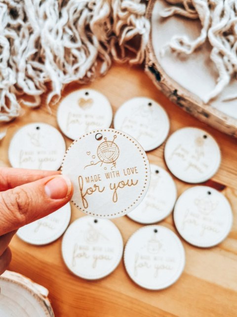 Zawieszka drewniana 5cm (10szt) Made with Love for You