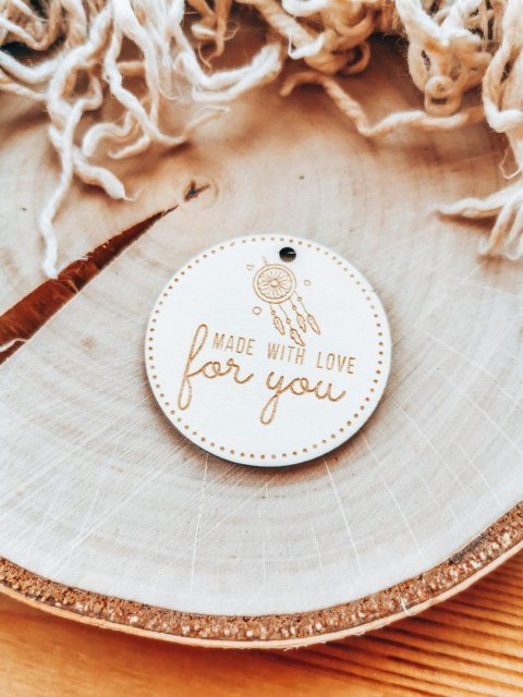 Zawieszka drewniana 5cm (10szt) Made with Love for You