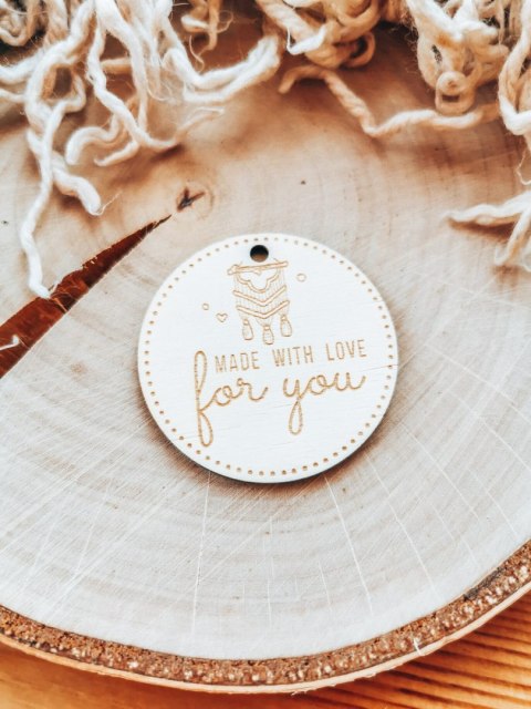 Zawieszka drewniana 5cm (10szt) Made with Love for You