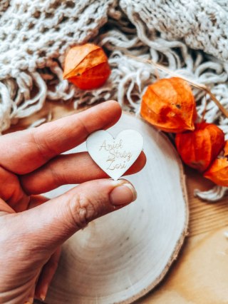 Anioł Stróż z IMIENIEM - (1szt) SERDUSZKO 3/4/5cm - - - (serduszka imiona, serce imienne, serca imię)