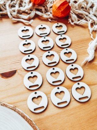 Baza do breloczka (15szt) - koło 3cm - wzór 3 - serce