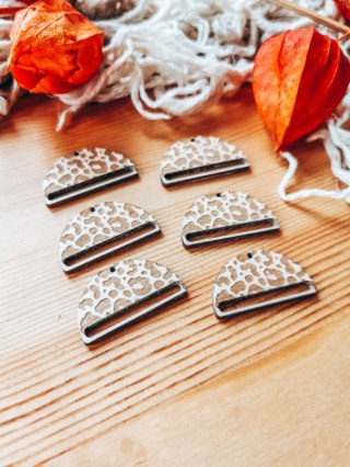 Baza do kolczyków (6szt) - cętki lamparta grawerowane - kolczyki