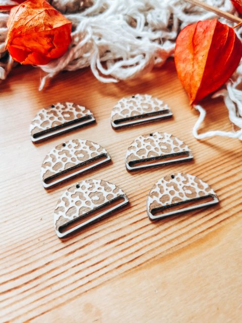 Baza do kolczyków (6szt) - cętki lamparta grawerowane - kolczyki