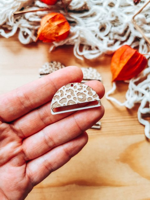 Baza do kolczyków (6szt) - cętki lamparta grawerowane - kolczyki