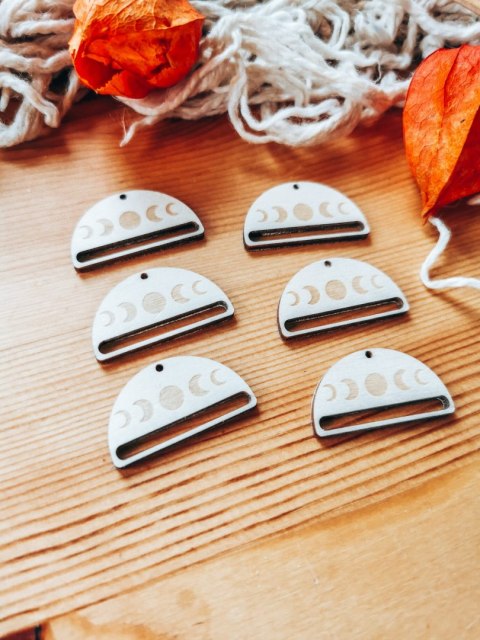 Baza do kolczyków (6szt) - fazy księżyca grawerowane - kolczyki