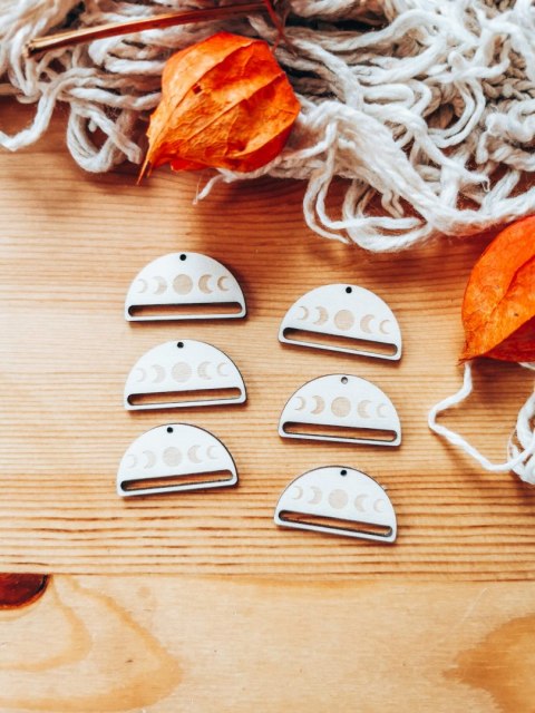 Baza do kolczyków (6szt) - fazy księżyca grawerowane - kolczyki